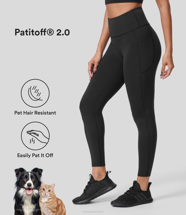 ropa activa negro BBV2NZ1454 mujer Halara Patitoff 2.0 leggings de yoga con bolsillo lateral y cintura alta resistentes al pelo de mascotas