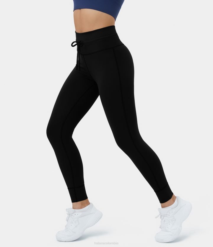 ropa activa negro BBV2NZ1467 mujer Halara Leggings 7/8 de yoga con cordón y talle alto de Softlyzero