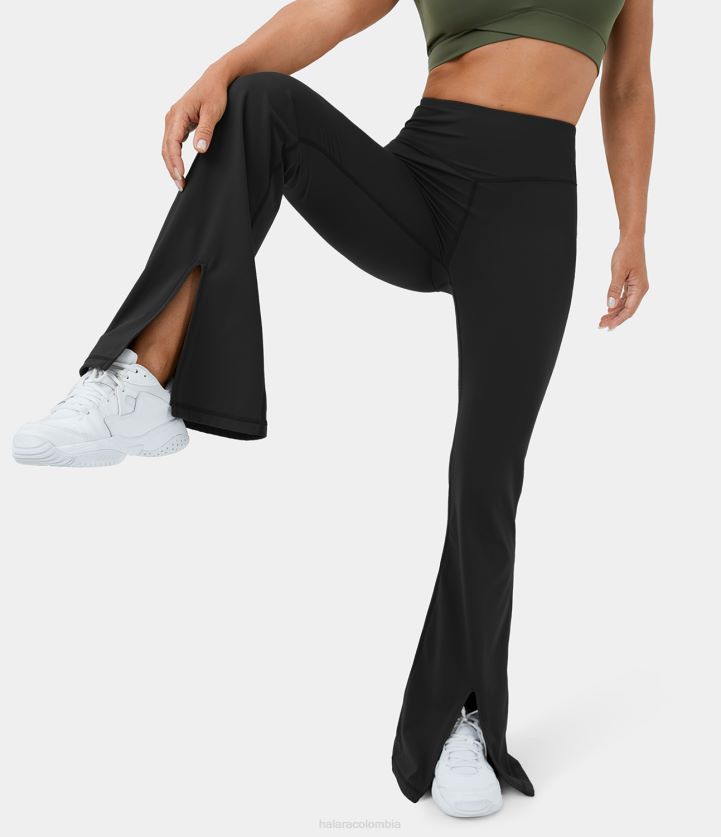 ropa activa negro BBV2NZ325 mujer Halara Leggings de yoga súper acampanados con dobladillo dividido y talle alto de felpa de Softlyzero