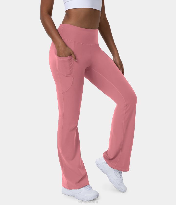 ropa activa rosa lila BBV2NZ360 mujer Halara leggings de talle alto con bolsillo lateral y ligero vuelo