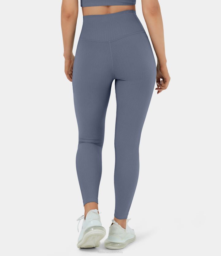 ropa activa sombra de noche azul BBV2NZ1511 mujer Halara Leggings 7/8 de punto acanalado con cintura alta y flujo sin costuras