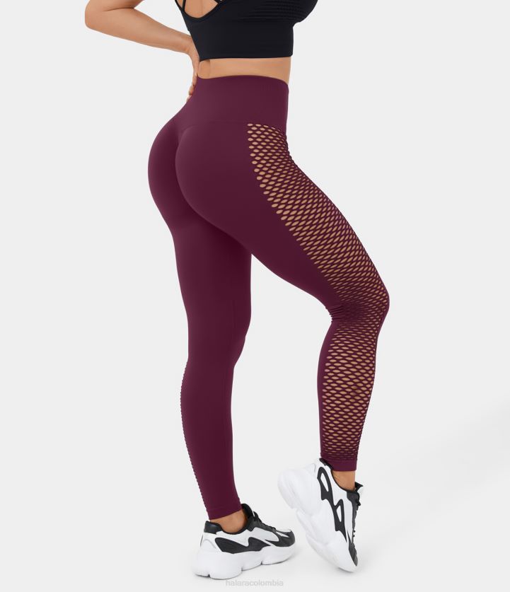 ropa activa vino de windsor BBV2NZ1477 mujer Halara Leggings 7/8 de yoga fruncidos con aberturas y talle alto, fluidos y sin costuras