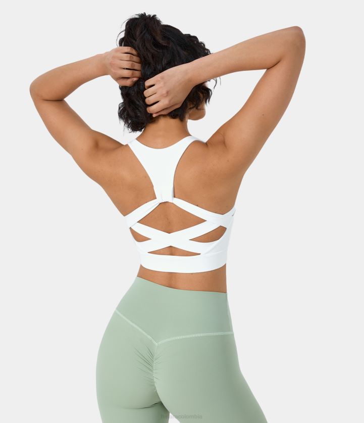ropa activa blanco BBV2NZ1577 mujer Halara Sujetador deportivo de yoga entrecruzado con espalda cruzada y espalda descubierta de soporte bajo