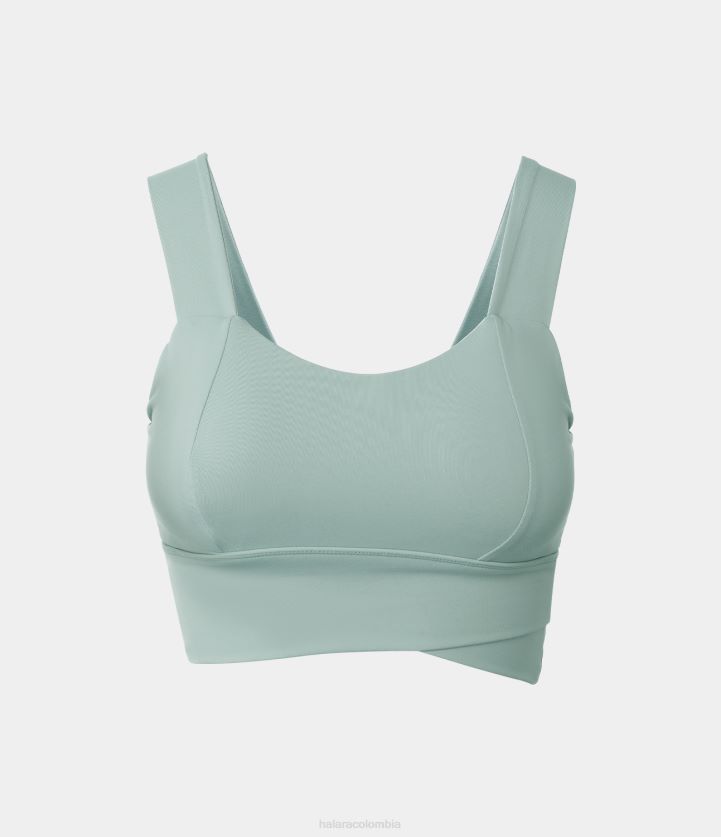 ropa activa celadón BBV2NZ1619 mujer Halara sujetador deportivo de yoga de palangre sólido de soporte bajo