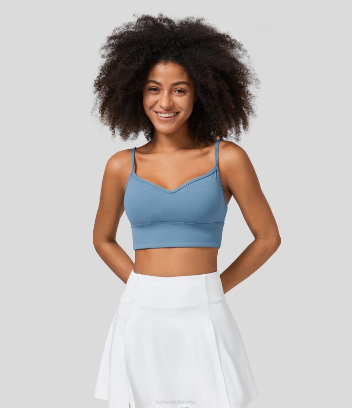 ropa activa lago plateado azul BBV2NZ1595 mujer Halara Sujetador deportivo de yoga sin espalda con cuello en forma de corazón y soporte bajo