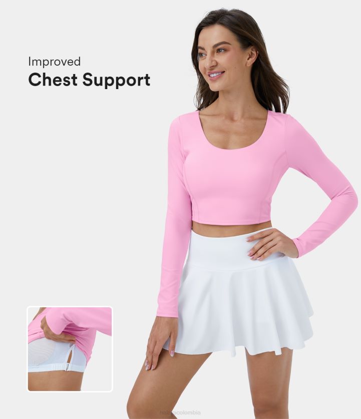 ropa activa ramillete BBV2NZ1877 mujer Halara Top deportivo de yoga corto con hebilla ajustable y manga larga de felpa de softlyzero