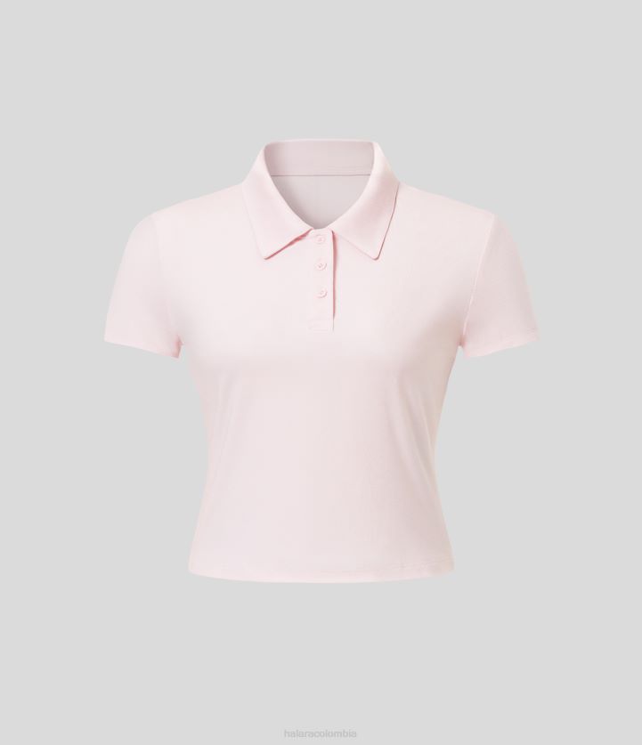 ropa activa rosa celestial BBV2NZ1861 mujer Halara top deportivo de tenis de manga corta con cuello tipo polo