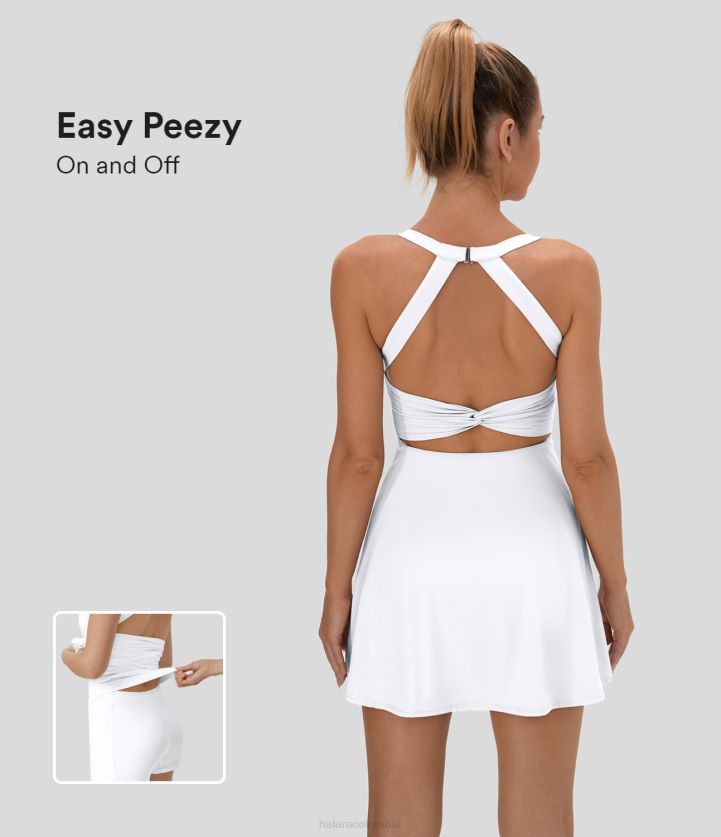 ropa activa blanco BBV2NZ854 mujer Halara softlyzero aireado sin espalda retorcido toque fresco pickleball vestido activo-edición fácil peezy