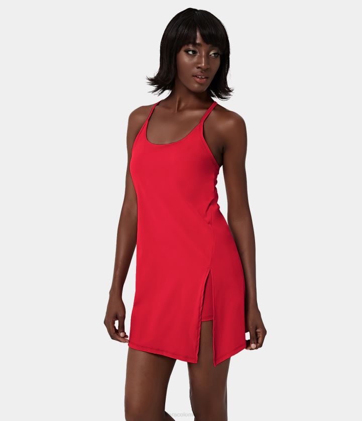 ropa activa chupete BBV2NZ816 mujer Halara Softlyzero minivestido activo de tenis sin tirantes, aireado, sin espalda, 2 en 1, con bolsillos y tacto fresco