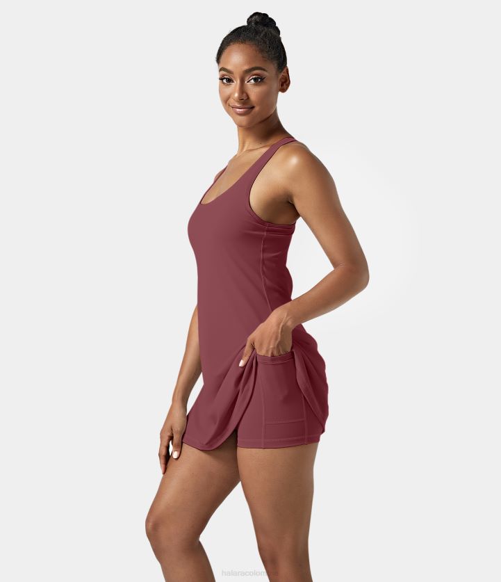 ropa activa cordobés BBV2NZ909 mujer Halara Softlyzero minivestido activo de tenis aireado, sin espalda, espalda cruzada, corte, bolsillo 2 en 1, tacto fresco