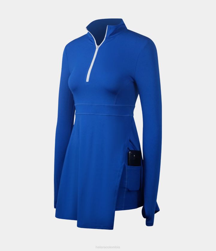 ropa activa mar turco BBV2NZ940 mujer Halara Vestido activo de tenis con bolsillo de 2 piezas y abertura para el pulgar con media cremallera