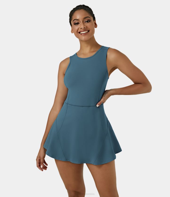 ropa activa mayólica azul BBV2NZ916 mujer Halara vestido activo de golf mini acampanado con bolsillo 2 en 1 sin espalda