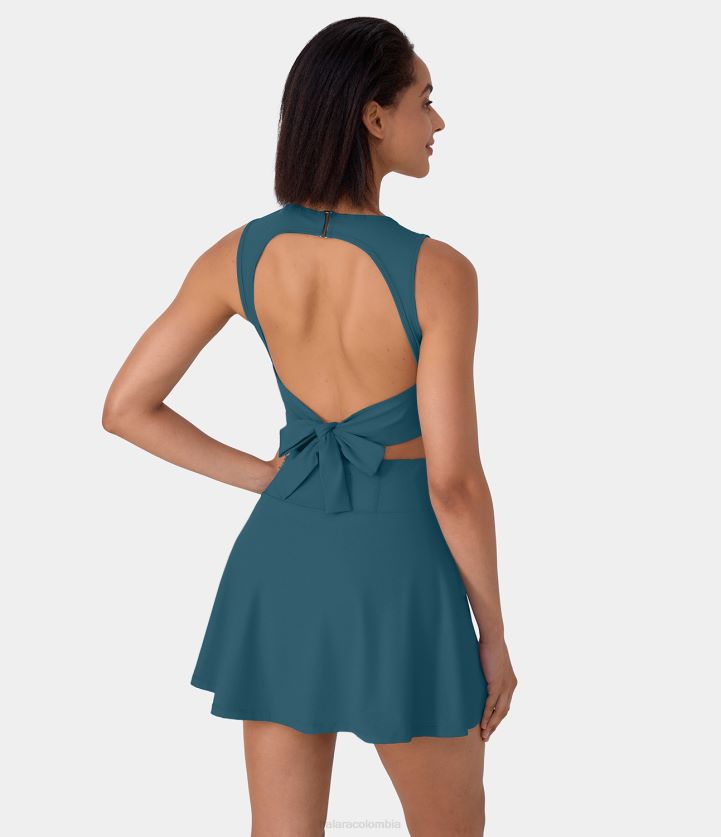 ropa activa mayólica azul BBV2NZ918 mujer Halara vestido activo de baile con bolsillo 2 en 1 con lazo y hebilla sin espalda