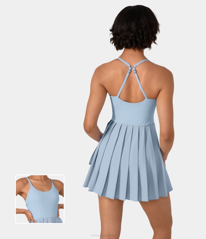 ropa activa ángel cae BBV2NZ920 mujer Halara vestido activo de baile lencero plisado con bolsillo de 2 piezas sin espalda