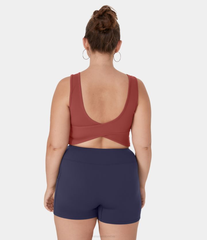 ropa activa Marsala BBV2NZ1689 mujer Halara Camiseta sin mangas de baile de ballet con barra de talla grande, cruzada, sin espalda y con cuello en U