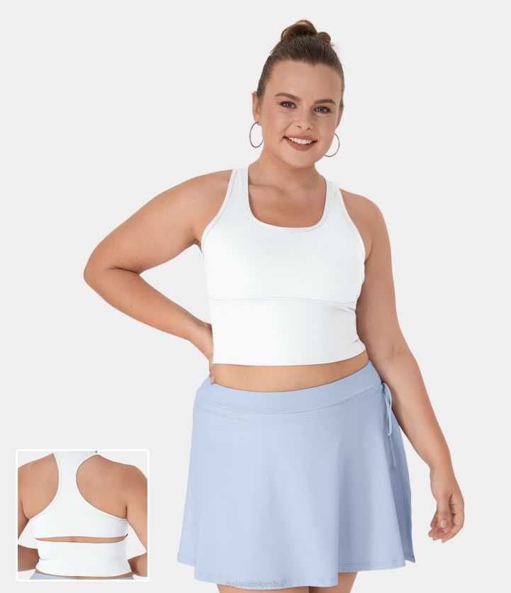 ropa activa blanco BBV2NZ1706 mujer Halara Camiseta sin mangas de yoga de talla grande con espalda cruzada y cuello en U de felpa de softlyzero