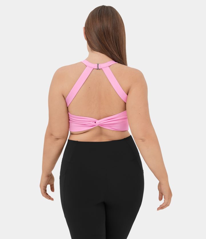 ropa activa ramillete BBV2NZ1713 mujer Halara Camiseta sin mangas de talla grande para yoga recortada, recortada, sin espalda y de felpa de softlyzero