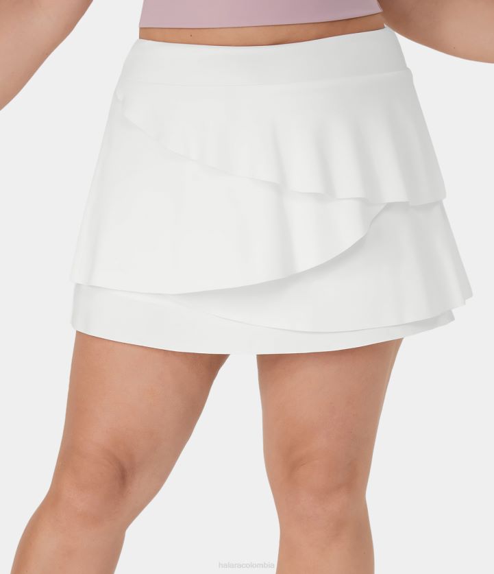 ropa activa blanco BBV2NZ624 mujer Halara Falda de golf 2 en 1 de talla grande con pétalos escalonados y bolsillos de talle alto para todos los días