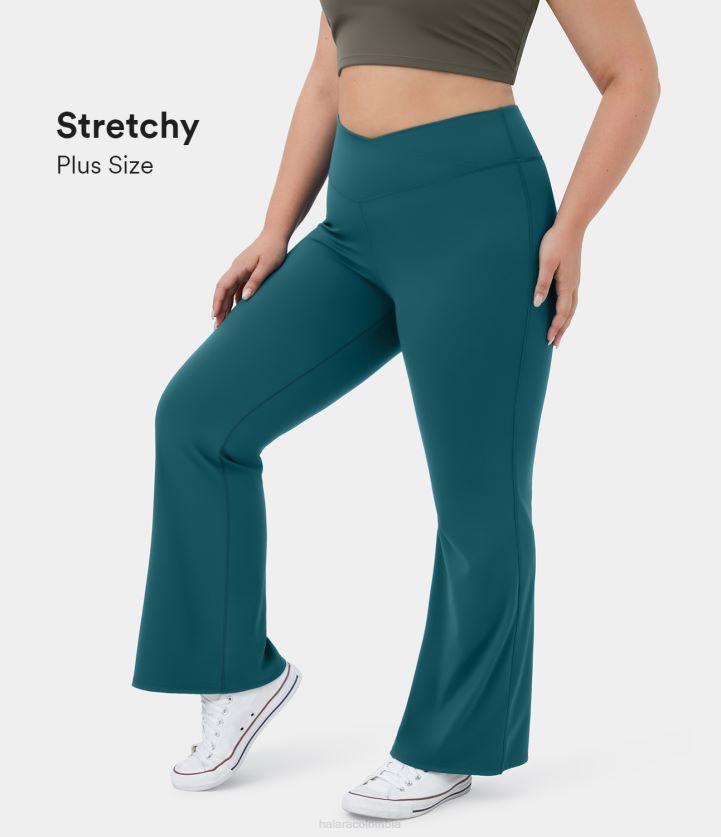 ropa activa atlántico profundo BBV2NZ292 mujer Halara Leggings cruzados de talle alto y longitud completa acampanados de talla grande