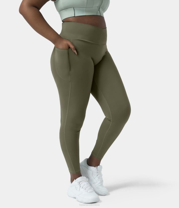 ropa activa hierba gris verde BBV2NZ1487 mujer Halara Leggings de yoga de talla grande 7/8 con bolsillo lateral profundo y talle alto de softlyzero