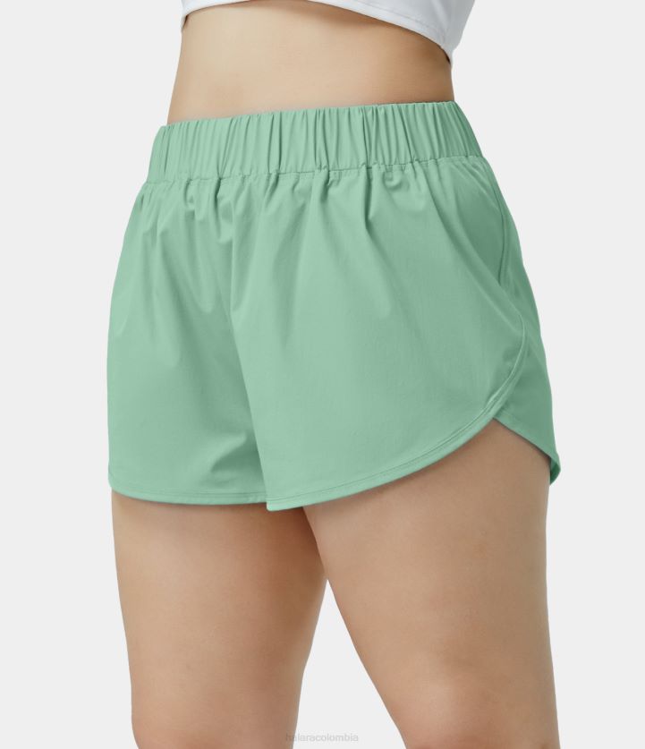 ropa activa jade grisáceo BBV2NZ1275 mujer Halara pantalones cortos de talle alto con dobladillo de delfín y talla grande de 2,5"