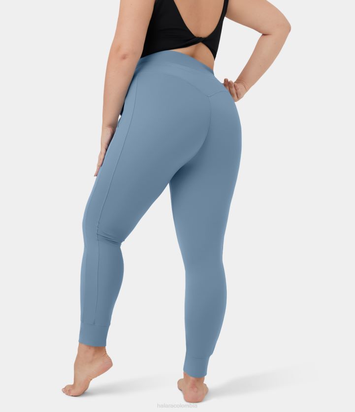 ropa activa Sombra azul BBV2NZ2120 mujer Halara Softlyzero joggers ventilados de talle alto, con cordón, bolsillo lateral, lisos, de largo completo, tacto fresco, tallas grandes