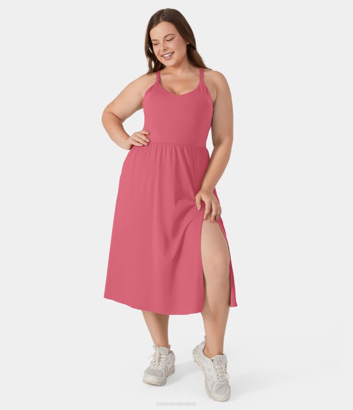 ropa activa begonia roja BBV2NZ2150 mujer Halara Vestido midi chill de talla grande para uso diario-la land