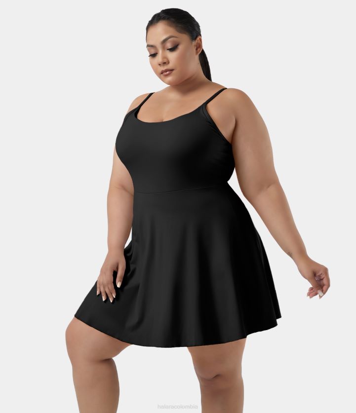 ropa activa negro BBV2NZ2158 mujer Halara vestido de actividad de talla grande 2 en 1 con bolsillo acolchado de felpa softlyzero para todos los días: jubileo