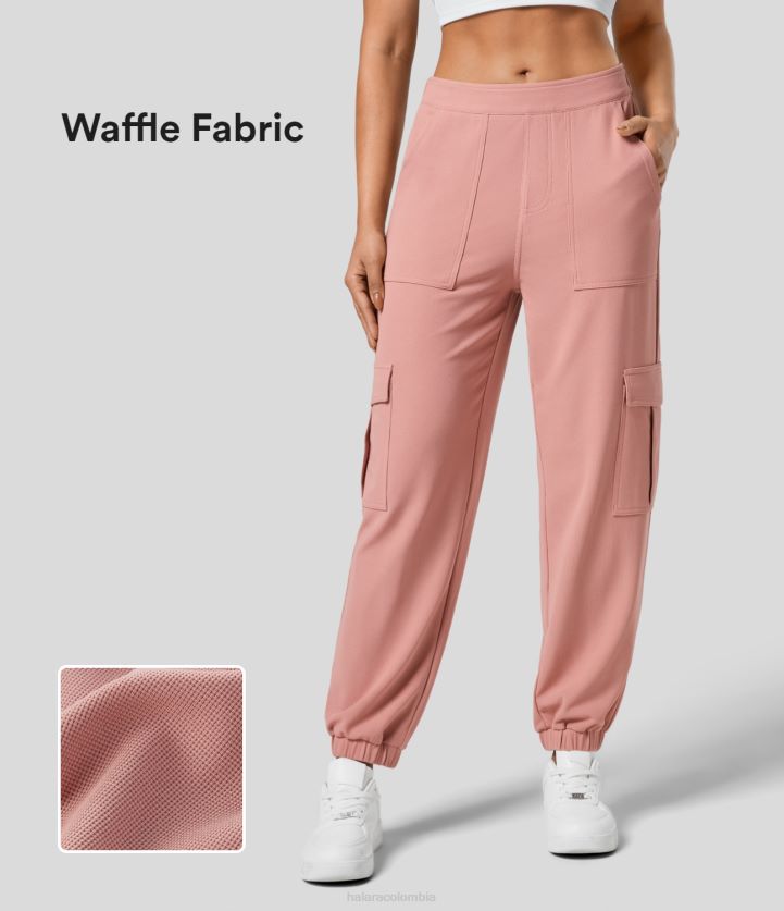 ropa bronceado rosa BBV2NZ60 mujer Halara joggers cargo informales tipo waffle con múltiples bolsillos y talle medio