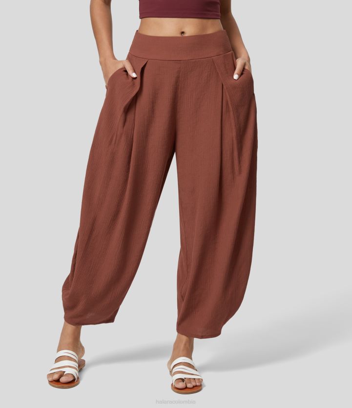 ropa original BBV2NZ22 mujer Halara joggers casuales con cintura alta y bolsillo lateral elástico en la parte posterior