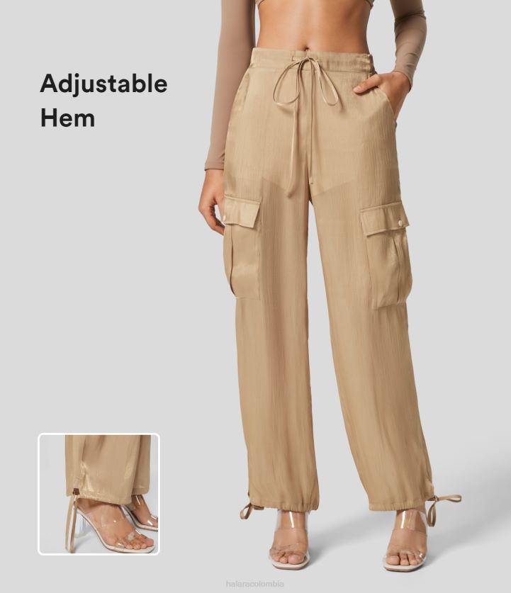 ropa suave piel de ante BBV2NZ85 mujer Halara Joggers tipo cargo informales con dobladillo ajustable y múltiples bolsillos con cordón y talle medio