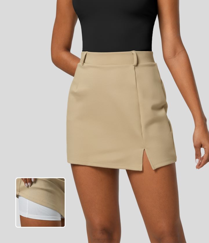 ropa Guijarro BBV2NZ517 mujer Halara minifalda de trabajo dividida 2 en 1 de cintura alta