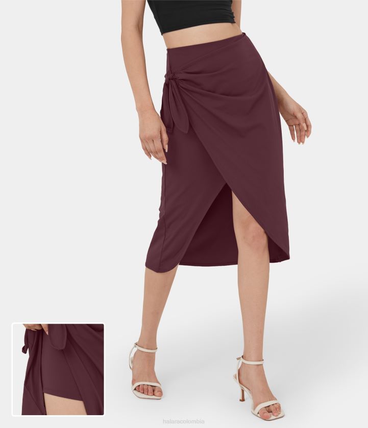 ropa higo BBV2NZ760 mujer Halara falda casual midi 2 en 1 con cintura alta y lazo lateral