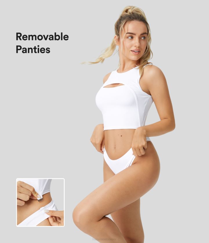 ropa blanco BBV2NZ2061 mujer Halara Body informal de tacto fresco, bragas sin costuras extraíbles, sin mangas, aireado de Softlyzero