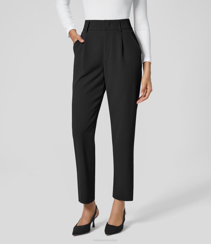 ropa negro BBV2NZ395 mujer Halara pantalones de traje cónicos de trabajo lisos con bolsillo lateral y talle alto
