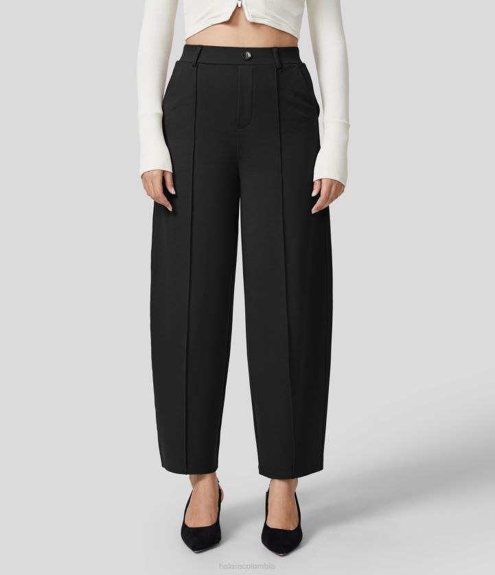 ropa negro BBV2NZ414 mujer Halara pantalones de traje de trabajo con costura frontal y múltiples bolsillos de talle alto