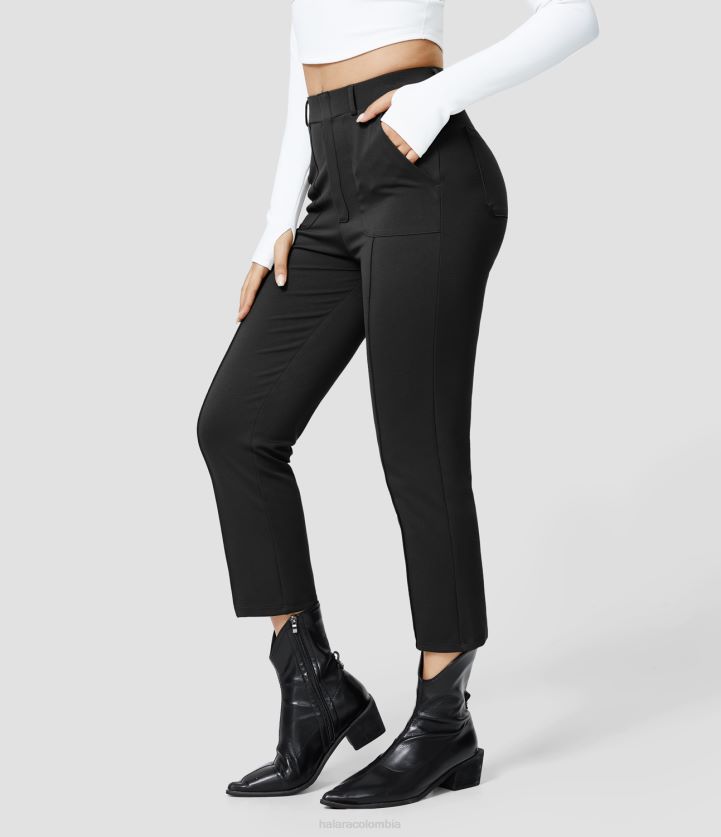 ropa negro BBV2NZ418 mujer Halara pantalones capri de trabajo con múltiples bolsillos y cintura alta