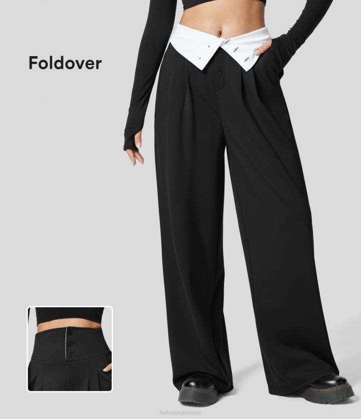 ropa original BBV2NZ156 mujer Halara Pantalones de traje de trabajo con pernera ancha y bolsillo lateral plegable con cintura súper alta