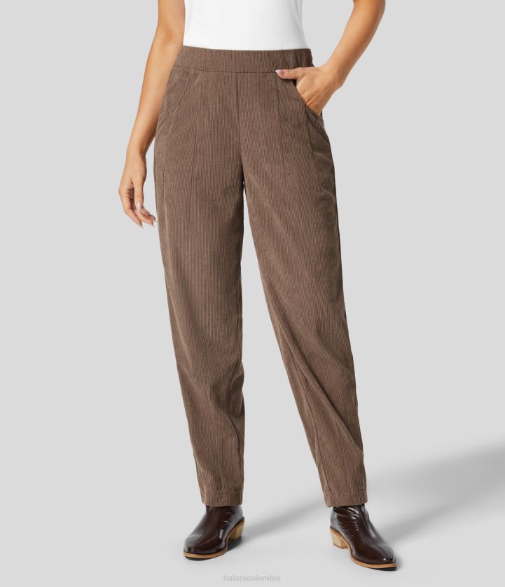 ropa original BBV2NZ440 mujer Halara pantalones de pana de trabajo con múltiples bolsillos y cinturilla elástica de talle medio
