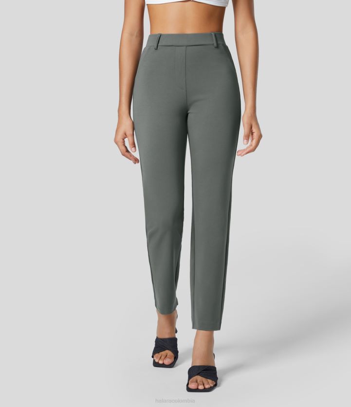 ropa salvia sedona BBV2NZ436 mujer Halara pantalones cónicos de trabajo lisos con bolsillo trasero y cintura alta