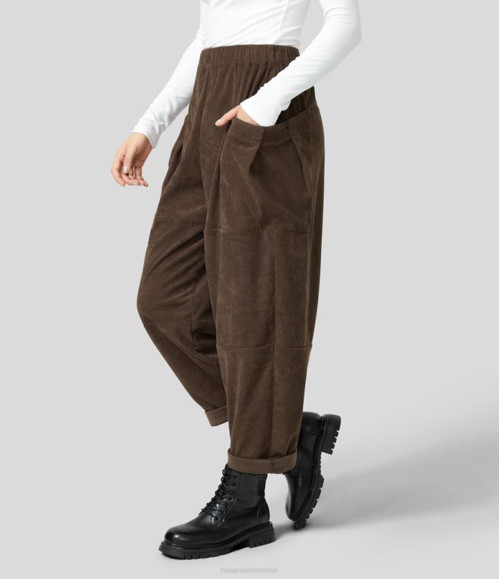 ropa taza pequeña BBV2NZ466 mujer Halara pantalones casuales de pana con bolsillo lateral y talle alto