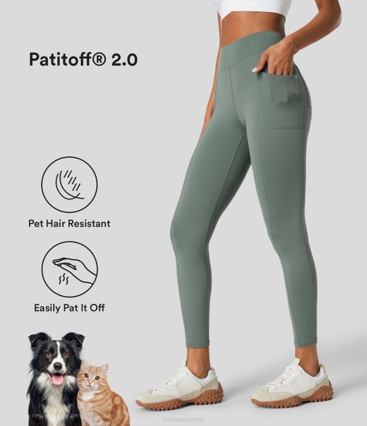 ropa washington gris verde BBV2NZ1550 mujer Halara Patitoff 2.0 leggings informales 7/8 de talle alto, resistentes al pelo de mascotas, con múltiples bolsillos