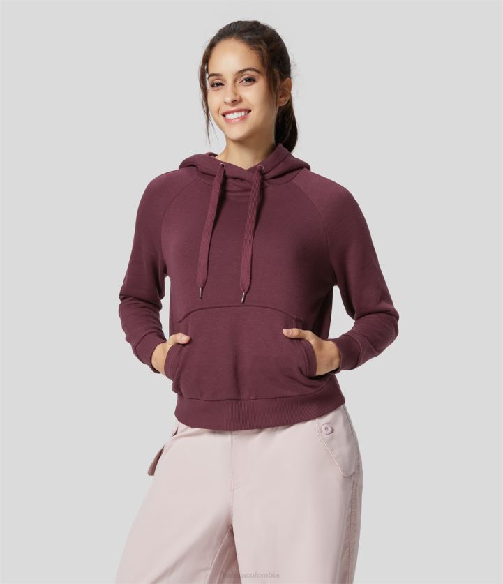 ropa caoba roja BBV2NZ1987 mujer Halara sudadera casual de algodón con capucha, cordón y bolsillo canguro