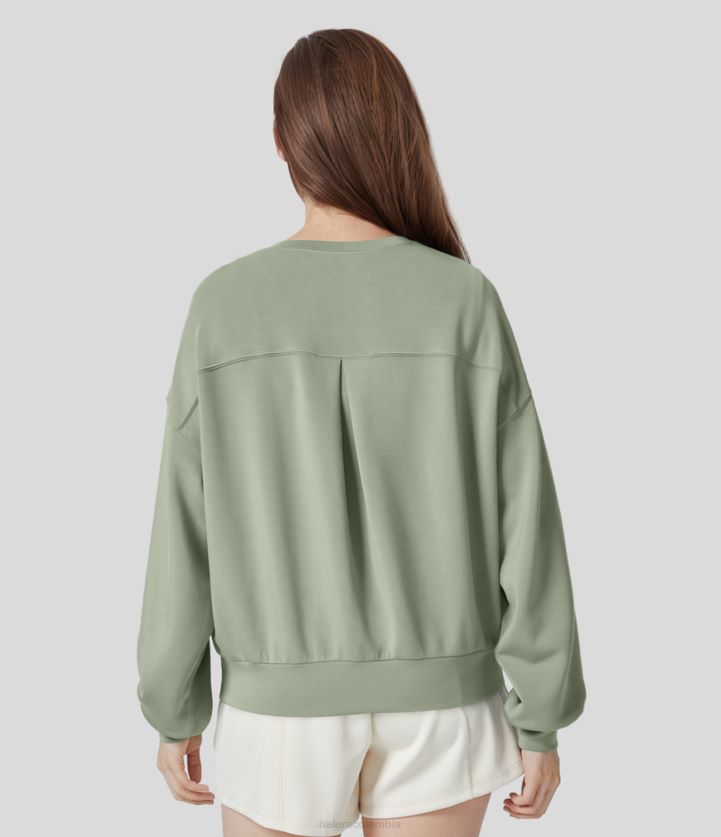 ropa espárragos BBV2NZ2025 mujer Halara sudadera casual con cuello redondo y hombros caídos en la espalda