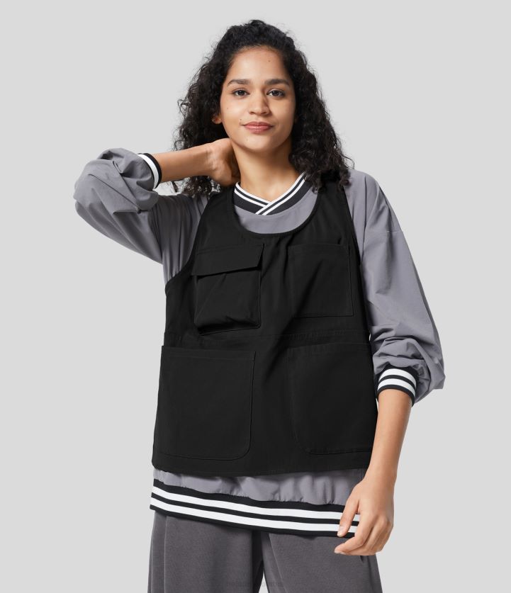 ropa verde castaño BBV2NZ252 mujer Halara chaleco cargo para senderismo con múltiples bolsillos utilitarios