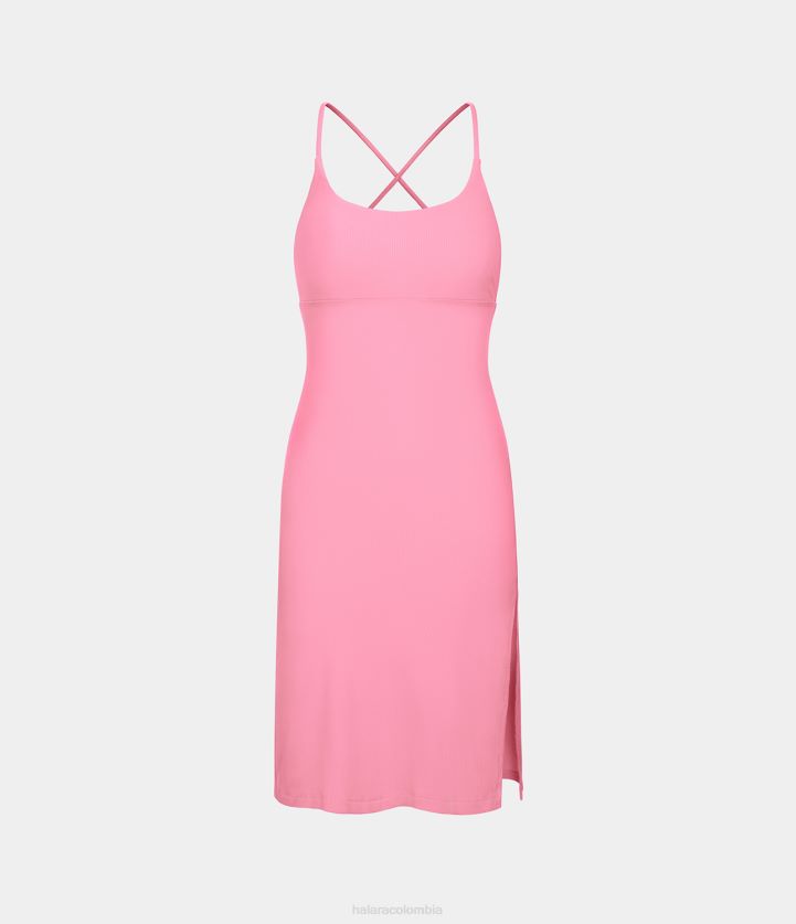ropa prisma rosa BBV2NZ1113 mujer Halara Vestido de fiesta relajado midi ajustado con tirantes divididos para todos los días: sensacional