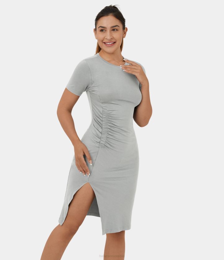 ropa zorro azul BBV2NZ1216 mujer Halara Vestido midi chill con dobladillo fruncido y abertura para uso diario-maravilla